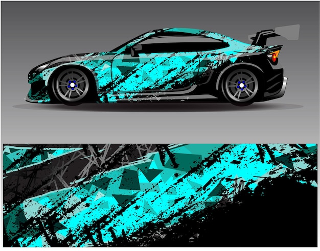 Car wrap design vector. Graphic abstract stripe racing background kit designs for wrap