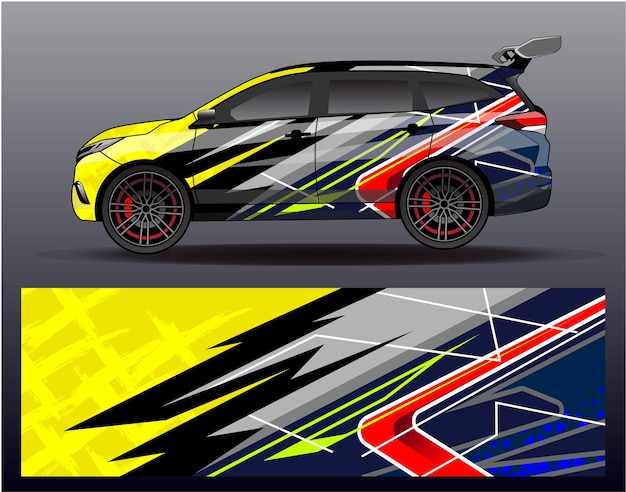 Car wrap design vector. Graphic abstract stripe racing background