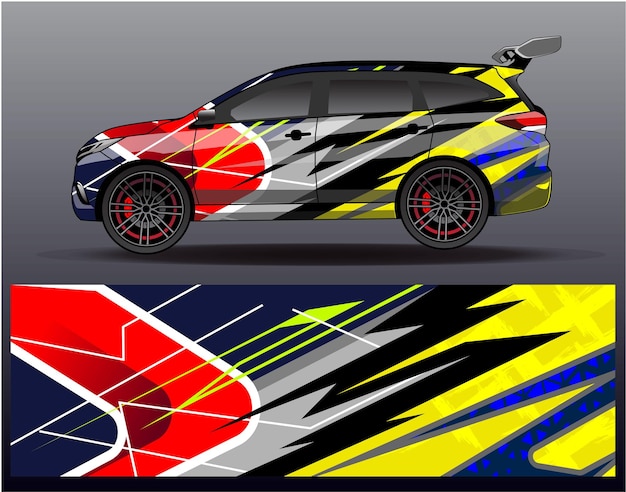 Car wrap design vector. Graphic abstract stripe racing background