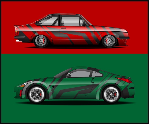 Car wrap design vector Graphics with a racing background