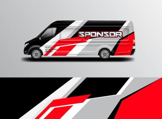 Car wrap design vector, livrei achtergrond voor bestelwagen