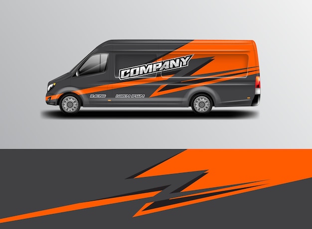 Car wrap design vector, livrei achtergrond voor bestelwagen