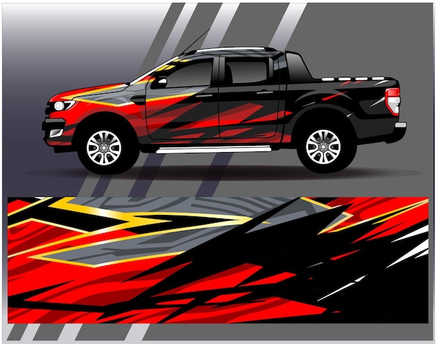 Car wrap design vector truck and cargo van decal Graphic abstract stripe racing background design