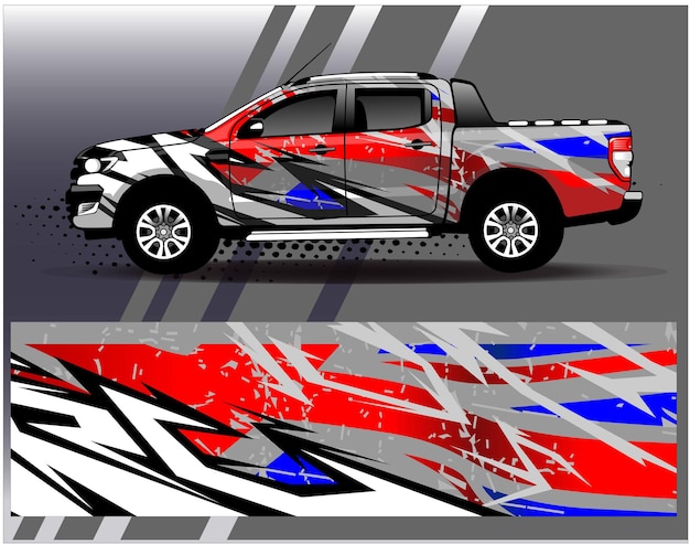 Car wrap design vector truck and cargo van decal sticker