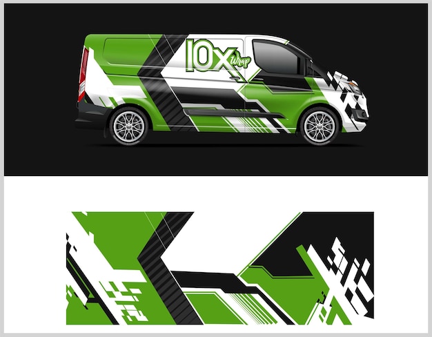 Car wrap design vector, truck and cargo van decal.