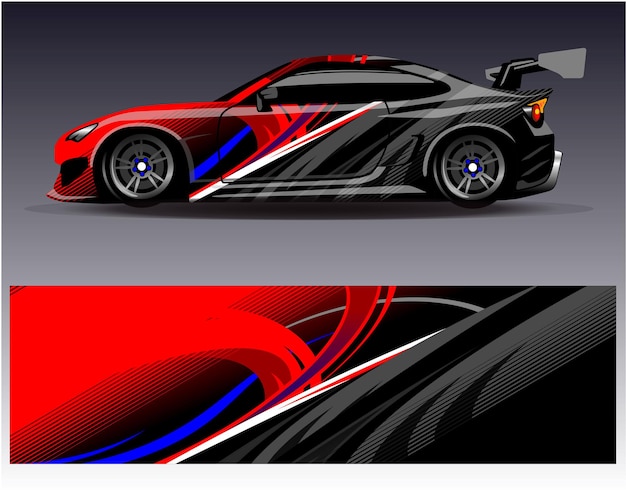 Car wrap design vectorGraphic abstract stripe racing background designs for vehicle rally race