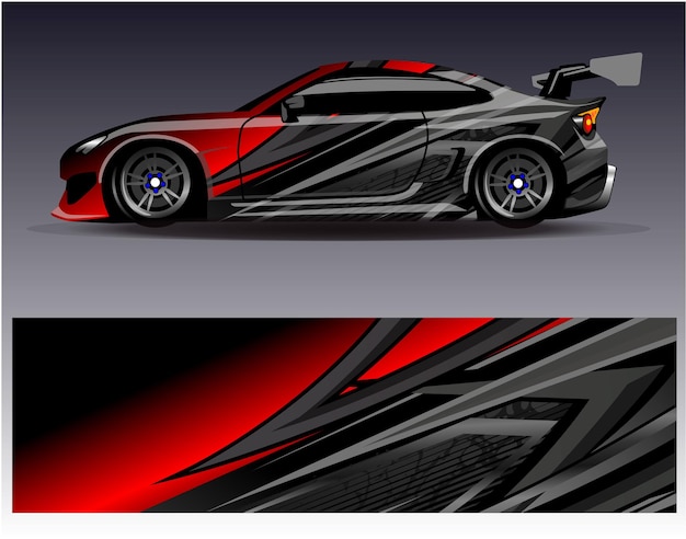 Car wrap design vectorGraphic abstract stripe racing background designs for vehicle rally race