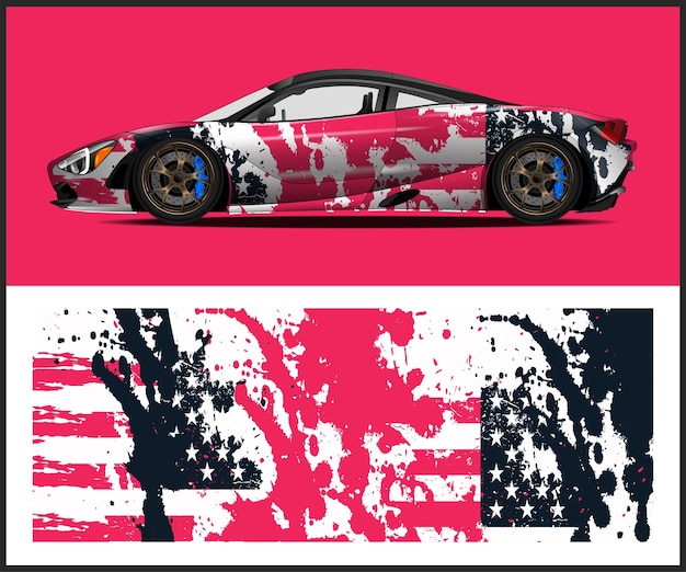 car wrap design with sporty abstract background