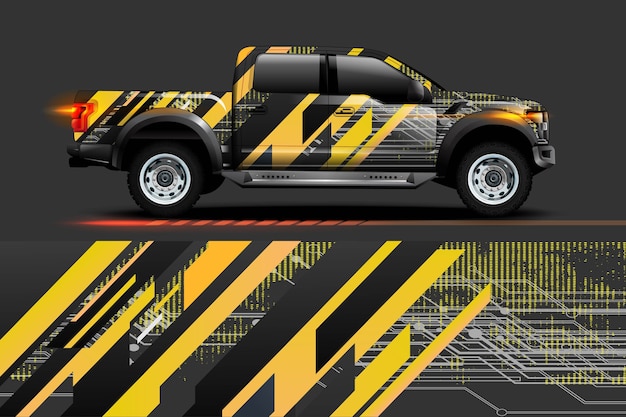 Car wrap design with stripe and grunge abstract design