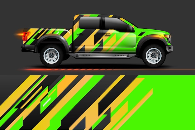 Car wrap design with stripe and grunge abstract design