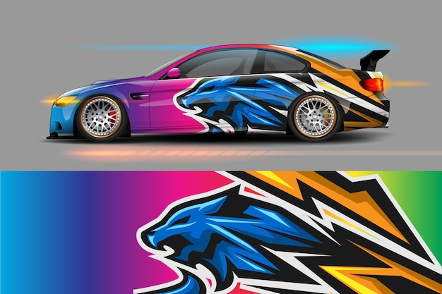 Car wrap design with stripe and grunge abstract design