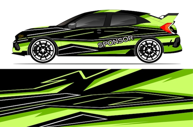 car wrap design with yellow and black color theme