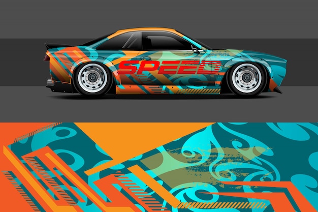 Vector car wrap design.