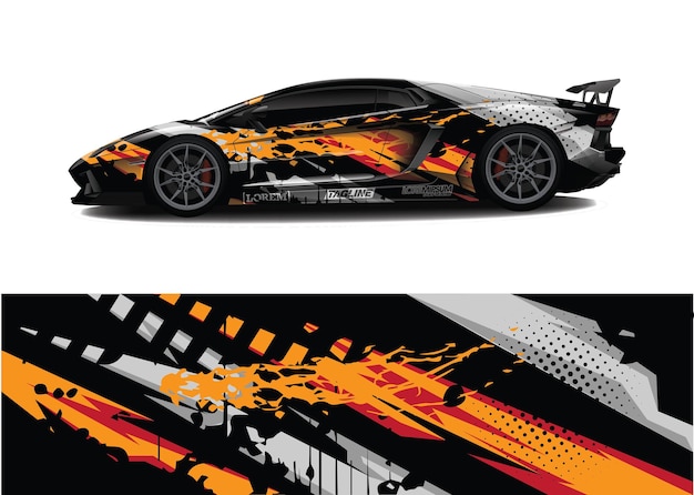 Car wrap grafische race abstracte achtergrond voor wrap en vinyl sticker