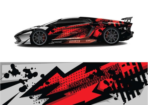 Vector car wrap graphic racing abstract background for wrap and vinyl sticker