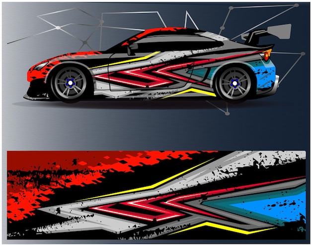 Car wrapping grafica da corsa sfondo astratto per avvolgere e adesivo in vinile