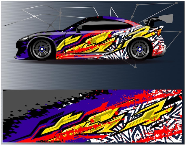 Car wrap graphic racing abstract background for wrap and vinyl sticker