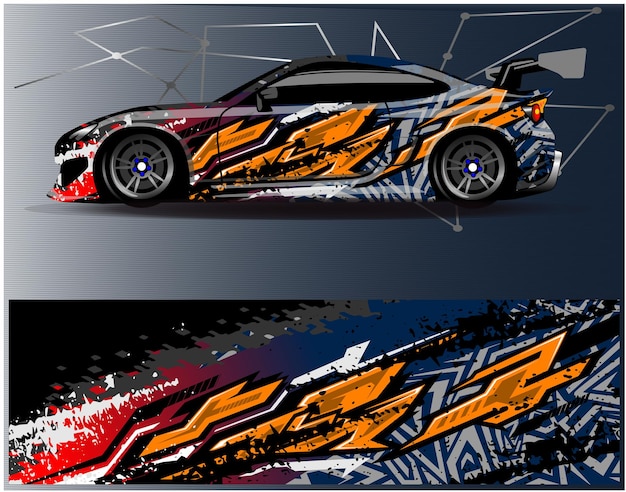 Car wrap graphic racing abstract background for wrap and vinyl sticker