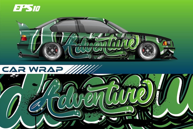 Vector car wrap graphic racing abstract background