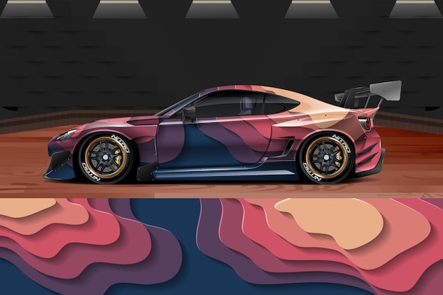 Vector car wrap graphic racing abstract background