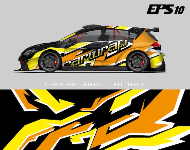 Car wrap ontwerp modern racen achtergrondontwerp voor voertuig wrap racewagen rally etc