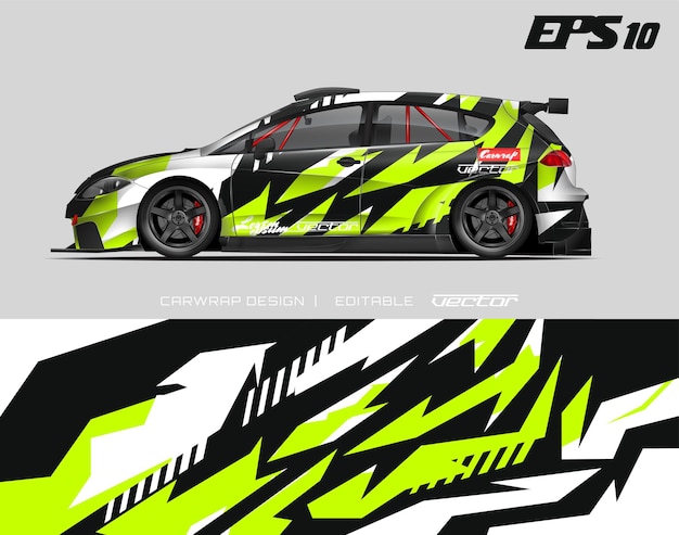 Car wrap ontwerp modern racen achtergrondontwerp voor voertuig wrap racewagen rally etc