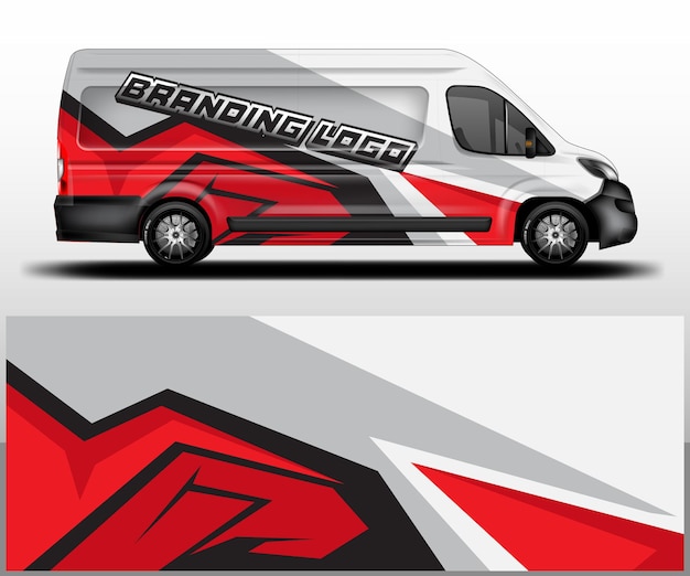 Car wrap ontwerp vector sticker achtergrond klaar om af te drukken en te bewerken