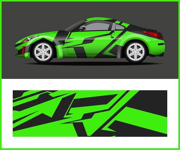 Car wrap ontwerp vinyl sticker ontwerpconcept of voertuig wrap ontwerp