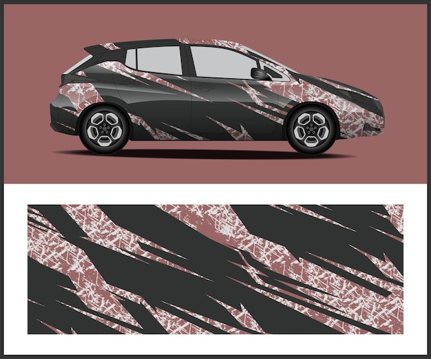 Car wrap-ontwerp voor wrap-voertuigen, raceauto's, rallyavontuur en livrei