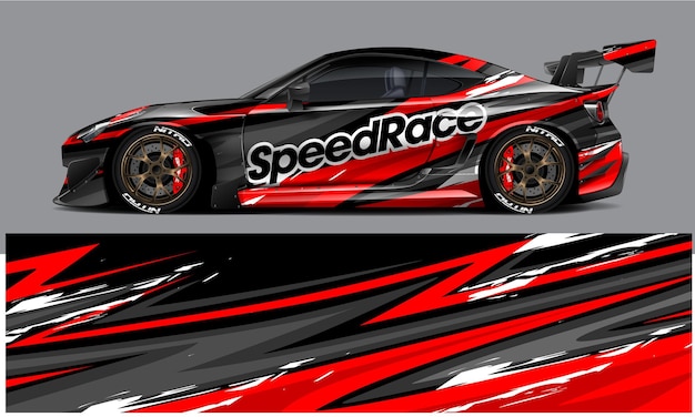 A car wrap that says speed race on it