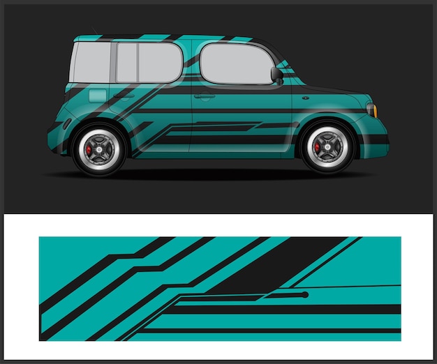 車ラップ トラックと貨物バン デカール デザイン ベクトル黒デザイン