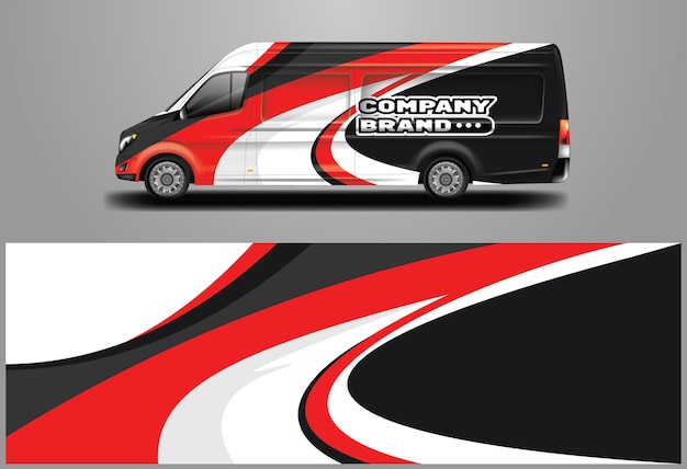 Vector car wrap van design vector graphic achtergrondontwerpen voor voertuig bedrijfskleuren en vracht