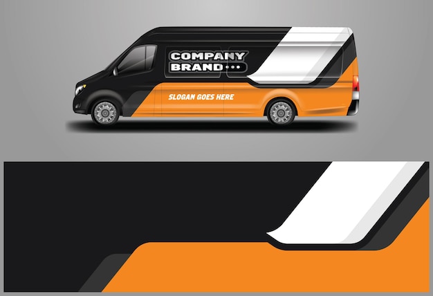 Vector car wrap van design vector graphic achtergrondontwerpen voor voertuig bedrijfskleuren en vracht