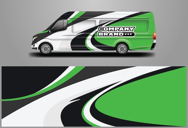 Vettore car wrap van design grafica vettoriale disegni di sfondo per veicolo livrea e carico dell'azienda