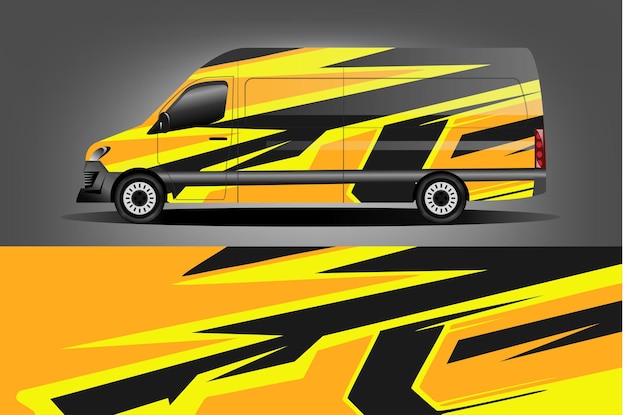 Вектор Дизайн фургона для обертывания автомобилей векторный графический дизайн фона
