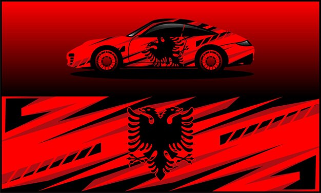 Car Wrap Vlag Albanië Sjabloonontwerp