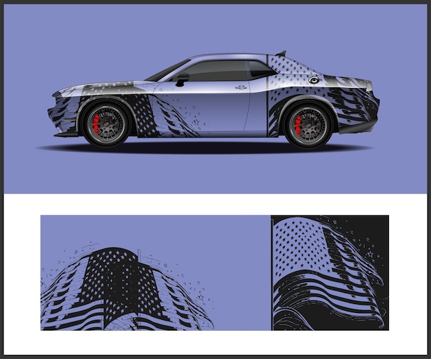 car wrap with the american flag vector design
