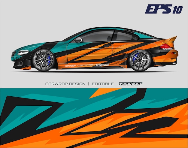 Car wrapping design with abstract design Racing background design for race car adventure vehincle