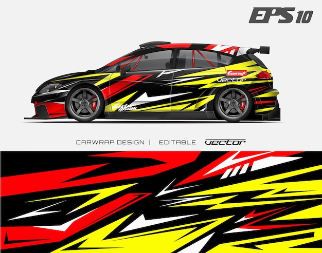 抽象的なテクスチャを使用したカーラッピングデザイン。レースカー、アドベンチャービークル用のレーシング背景デザイン。