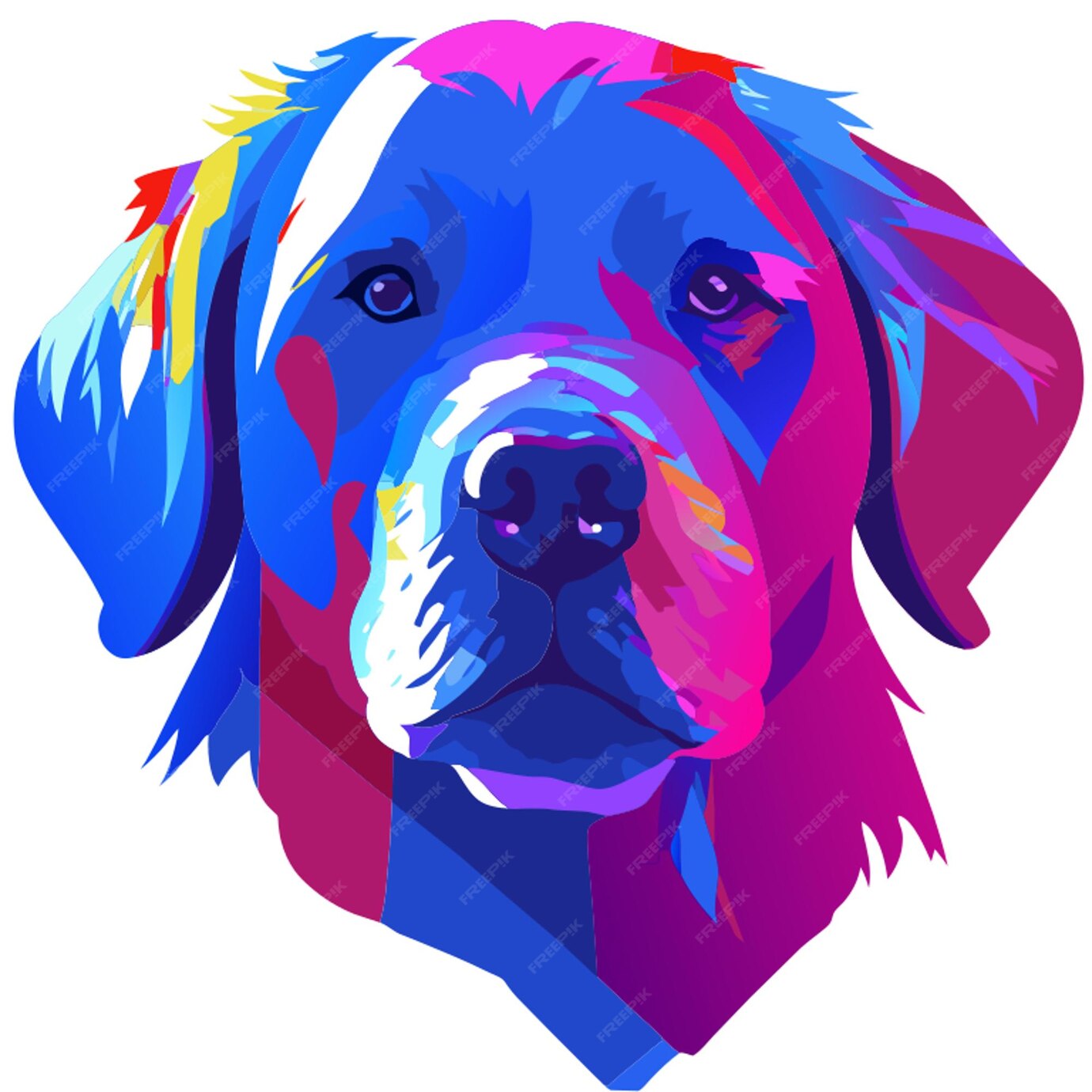 Cara de perrito con paleta de colores sentado colores cmyk vector