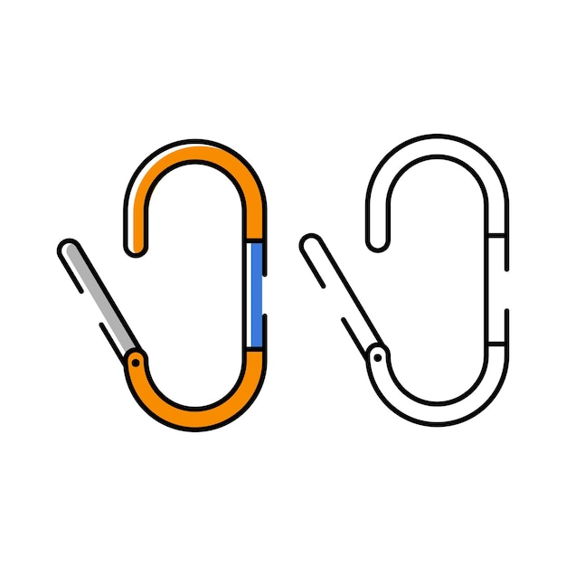 Vector carabiner icon illustration white background camping vector icon