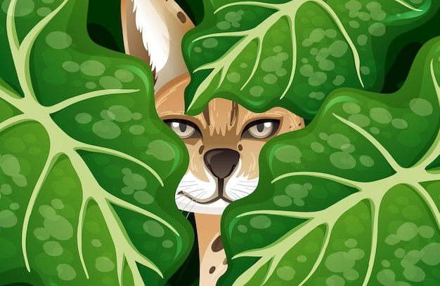 Vector caracal hidden in the jungle