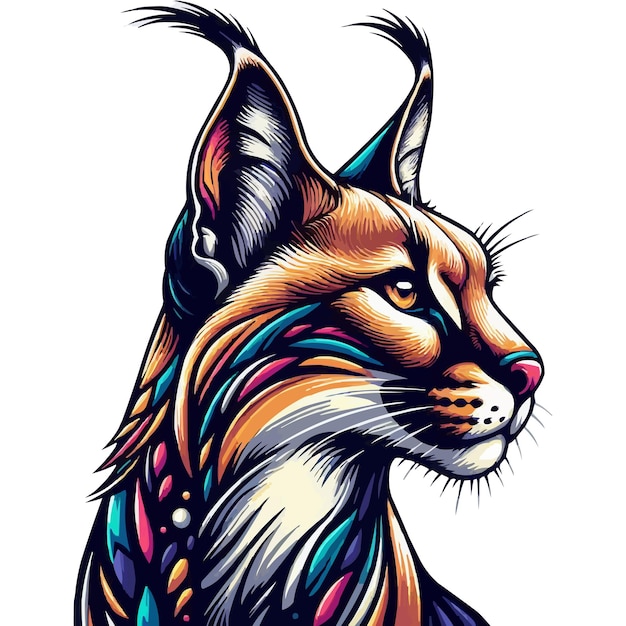 Vector caracal wild cat isolated vector illustrations