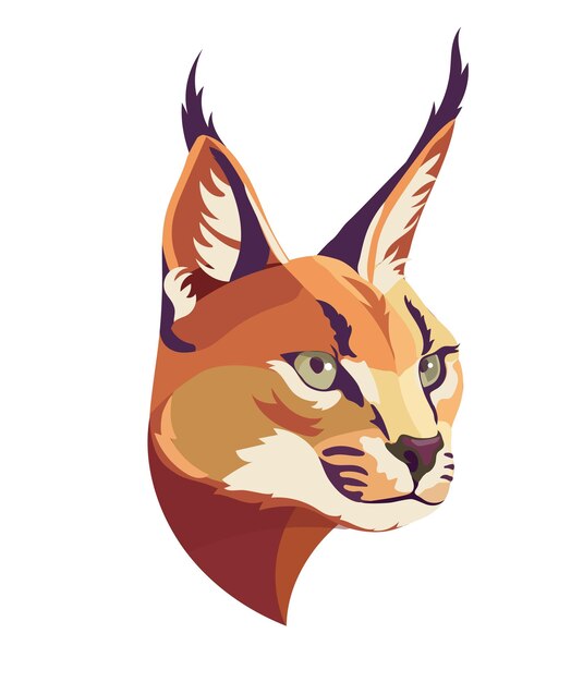 Vector caracal wilde kat geïsoleerde vector illustratie