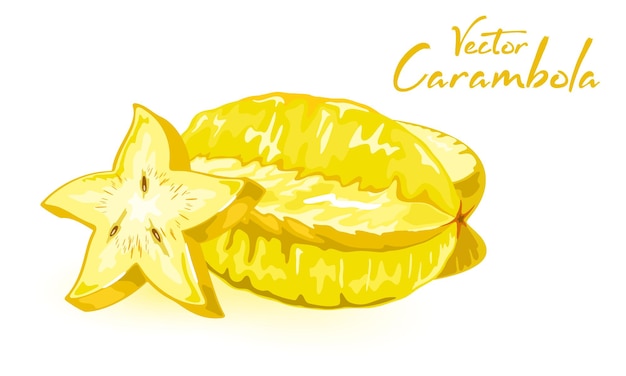 Carambola, star fruit or five-corner whole and cutted to slice