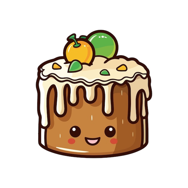 Caramel apple cake sticker koele kleuren en kawaii clipart illustratie