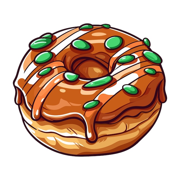 Caramel apple donut clip art illustration