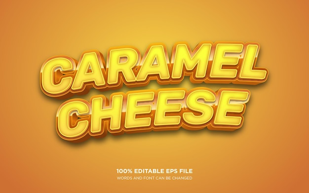 Vector caramel cheese 3d editable text style effect