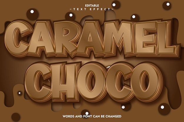 Vector caramel choco editable text effect 3d emboss modern gradient style