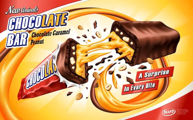 Caramel chocoladereep advertentie